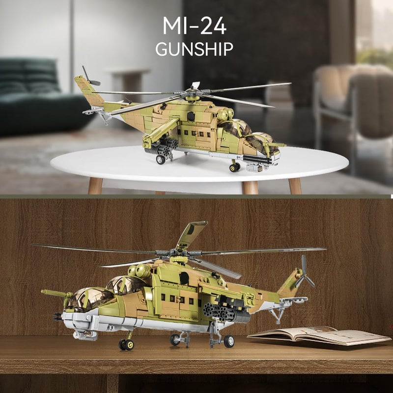 DAHONPA MI-24S Helicopter Medium Utility Military Army Airplane Building Bricks Set, 850+ Pieces Air-Force Build Blocks Toy, Gift for Kid and Adult - Image 2