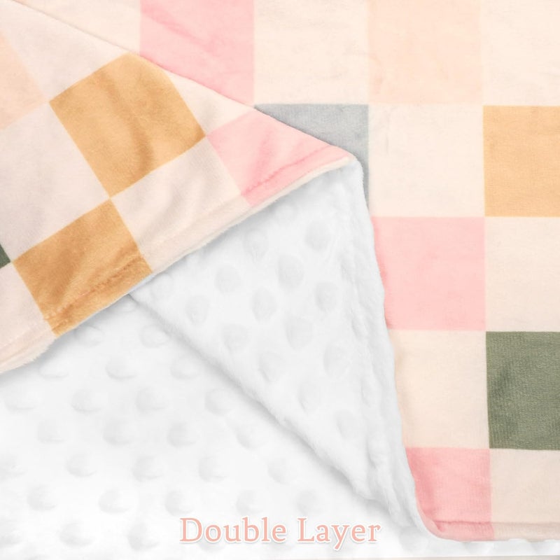 DILIMI Baby Blanket Soft Warm Newborn Toddler Minky Plush Dot Blanket for Girl and Boy Unisex 4030 in Colorful Checkered - Image 4
