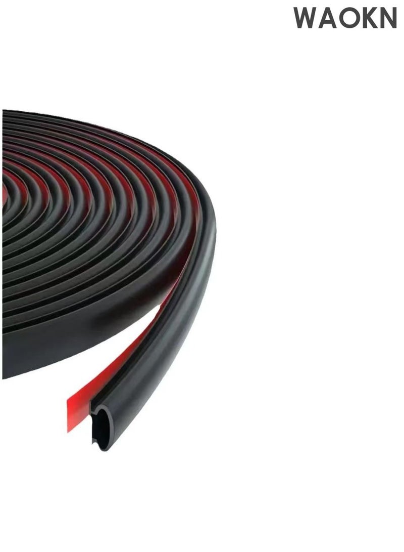 WAOKN Anti theft door sealing strip, bedroom door sound insulation and wind prevention, self-adhesive window leakage and wind prevention sealing strip, 600cm black door rubber sealing strip, self-adhesive rubber door insulation sealing strip, door frame window sound insulation door strip. - Image 1