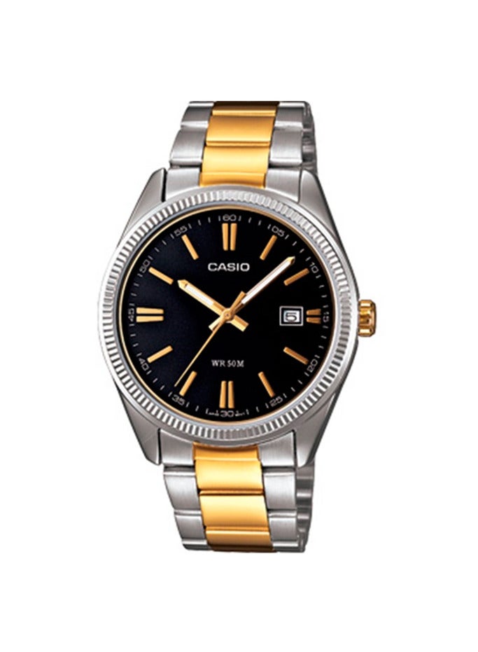 Casio Men's Stainless Steel Black Dial Analog Watch MTP-1302SG-1BVDF - Image 1