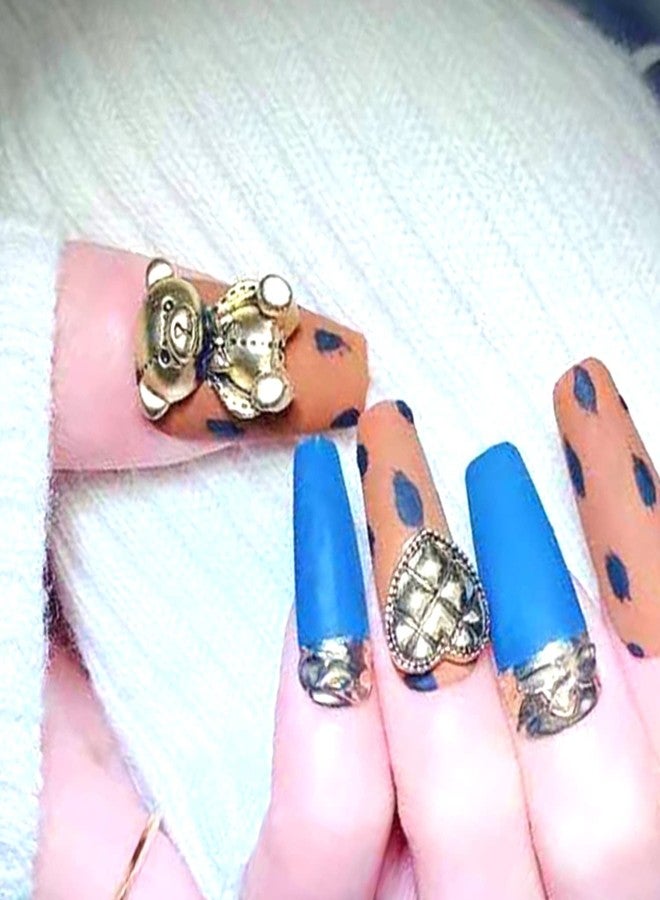 Vezocim Bear Nail Art Decorations, Alloy Bear Nail Glitter Design, 24pcs Gold and Silver Metal Cute Bear Nail Rivet Rhinestone for Women Girls Manicure Charms Decoration, DIY Jewelry Making Craft Supplies - Image 3