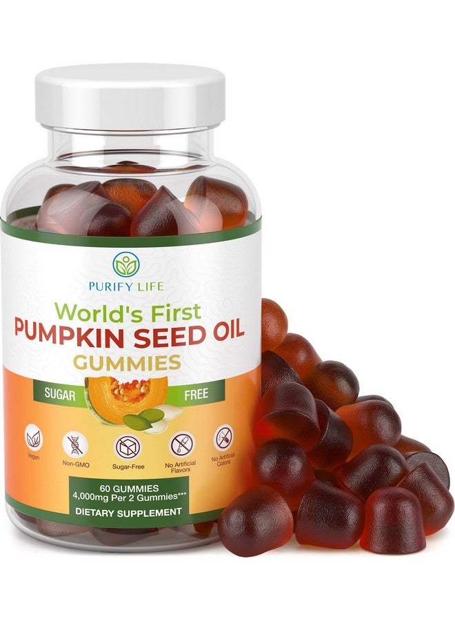 Purify Life جواهر زيت بذور اليقطين خالية من السكر (4000 ملغ/حصة) زيت بذور اليقطين لنمو الشعر بشرة شابة صحة البروستاتا دعم المناعة والجهاز البولي مصدر طبيعي للأحماض الدهنية الأساسية 60 مضغ - Image 2