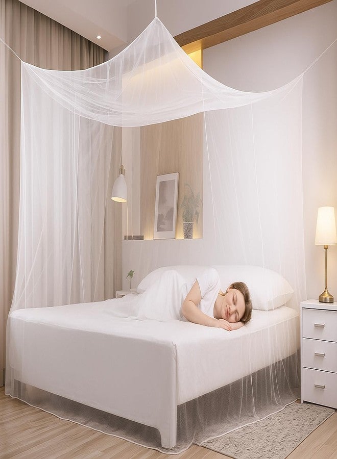 Premium Bed Mosquito Net - Full & Queen Size, Elegant White Rectangular Canopy, 360° Protection with Breathable Mesh and Easy Installation - Image 2