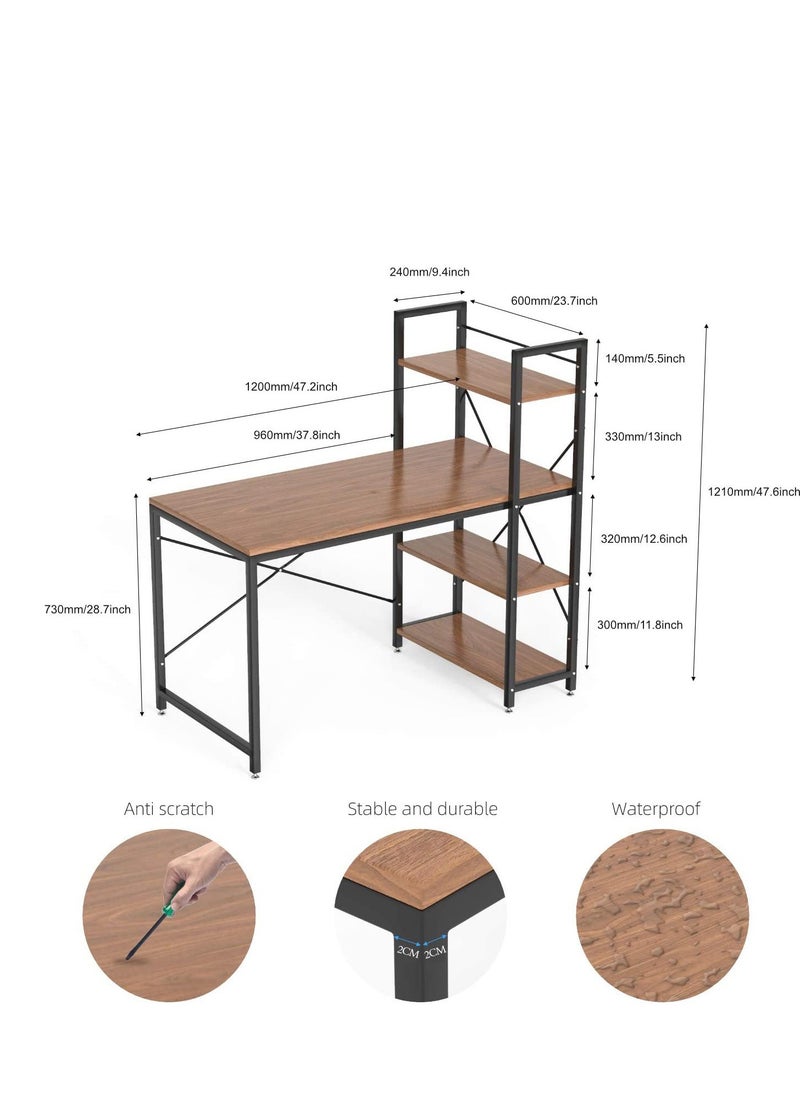 Home Gallery Computer Desk 120 cm with 4 Storage Shelves  - Image 3