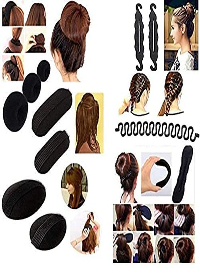AASA Hair Stylers for Women Hair Accessories Combo of 11 Pcs (3 Donut, Base 2, Base Clips, Base 3 & 1 Base Long) (M2) - Image 1