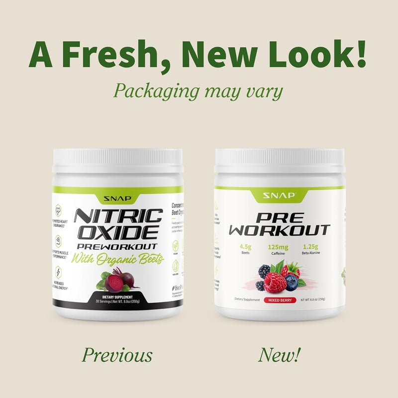 Snap Supplements Pre Workout Beet Root Powder Nitric Oxide Supplement Preworkout for Men and Women with Organic Beets and B Vitamins Energy and Heart Health Support 30 Servings Mixed Berry - Image 2