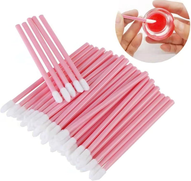 ELESDA 100PCS Lip Applicators Disposable, Lips Wands Lip Brush Applicator Lipstick Brush Lip Gloss Applicator Mascara Brush Makeup Tool, Pink - Image 1