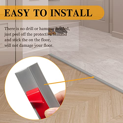 BNELL Carpet & Floor Edging Trim Strip,Self Adhesive-PVC Floor Transition Strip,Thresholds for Doorways with a Height Less Than 10 MM (6.56FT_Grey) - Image 4