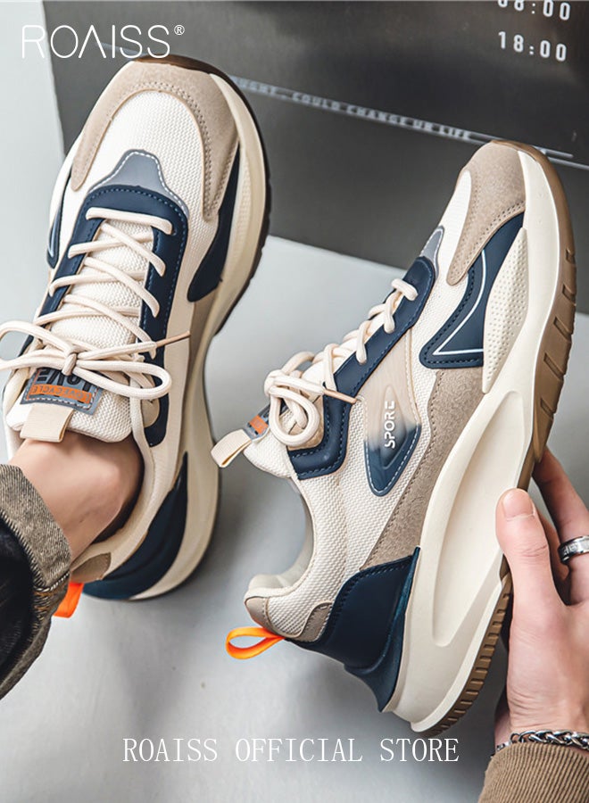 رويس أحذية رياضية أنيقة للرجال، أحذية رياضية منخفضة الرقبة برباط، أحذية منصة خفيفة الوزن ومسامية للرجال، أحذية رياضية كلاسيكية بألوان متباينة، مناسبة للارتداء اليومي والأنشطة الخارجية - Image 4