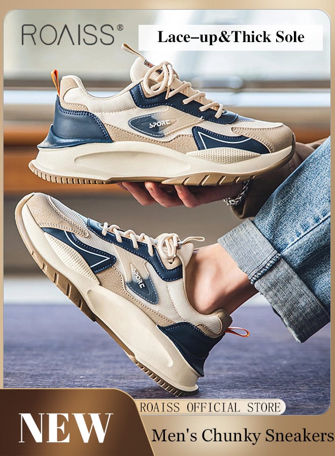 رويس أحذية رياضية أنيقة للرجال، أحذية رياضية منخفضة الرقبة برباط، أحذية منصة خفيفة الوزن ومسامية للرجال، أحذية رياضية كلاسيكية بألوان متباينة، مناسبة للارتداء اليومي والأنشطة الخارجية - Image 3