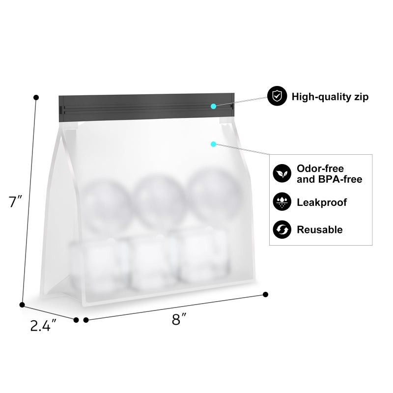 Samuelworld Large Silicone Premium Ice Trays, 2 Inches Big Cubes & 2.5 Inches Sphere Ice Molds - BPA Free, Craft Ice Maker for Gifting, Easy Release - Grey(With Ice Bag) - Image 3