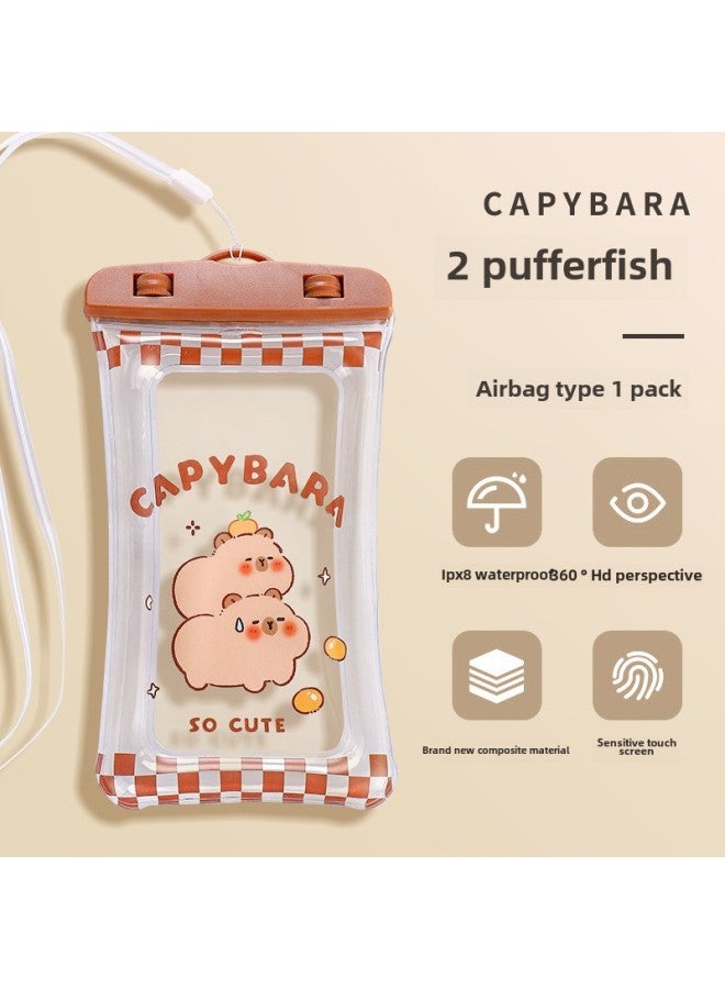 general Mobile Phone Waterproof Bag Touch Screen Swimming Takeaway Special Sealed Bag Diving Shooting Drifting Transparent Waterproof Mobile Phone Case-Color:1 Piece/air Bag Type/2 Pufferfish Pieces - Image 1