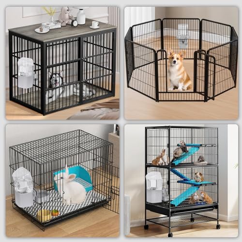 Kenond 50 oz Rabbit Water Dispenser,Gravity Dog Water Bowl Dispenser for Cage,Auto Water Bottle for Ferret,Cat,Dog and Other Animals, Compatible with Widemouth Cages, Wire Cages and Crates(Gary) - Image 5