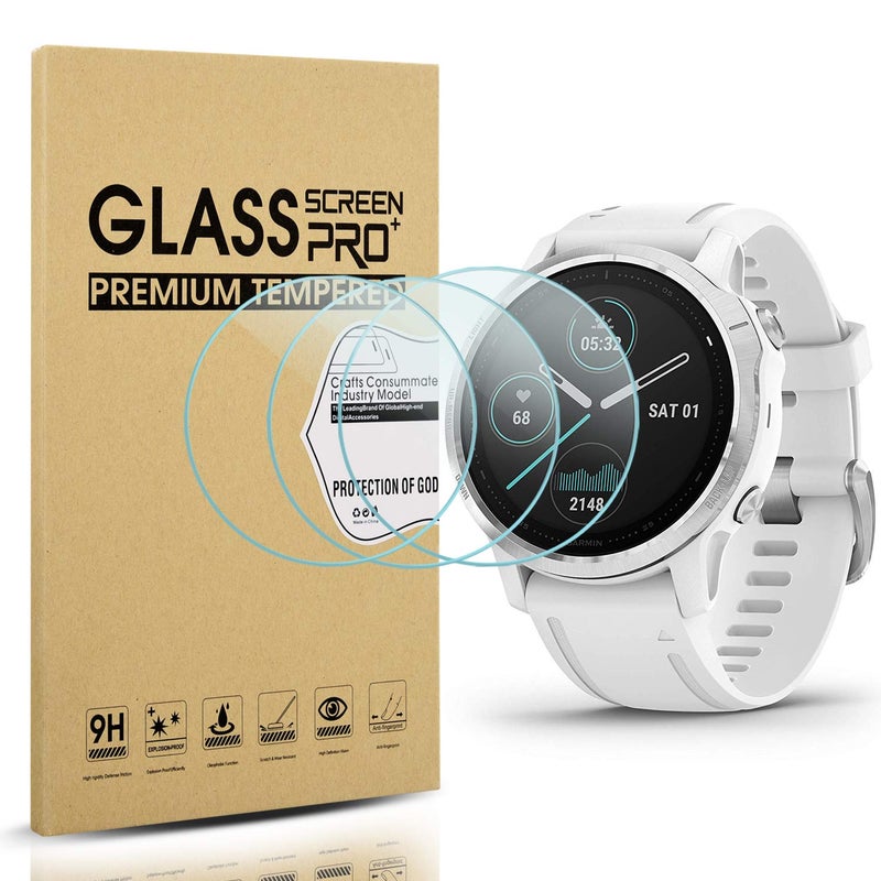 Suoman 3-Pack for Garmin Fenix 6S / 6S Pro/ 6S Sapphire / 6S Pro Solar Screen Protector Tempered Glass, 2.5D 9H Hardness Ultra-Thin Screen Protective Film [Anti-Scratch] ï»¿ - Image 1