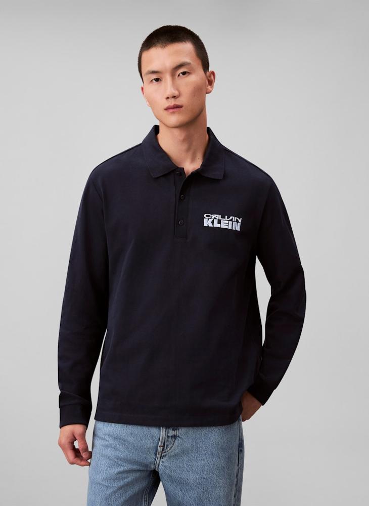 Calvin Klein Jeans Heavy Jersey Long Sleeve Polo Shirt - Image 1