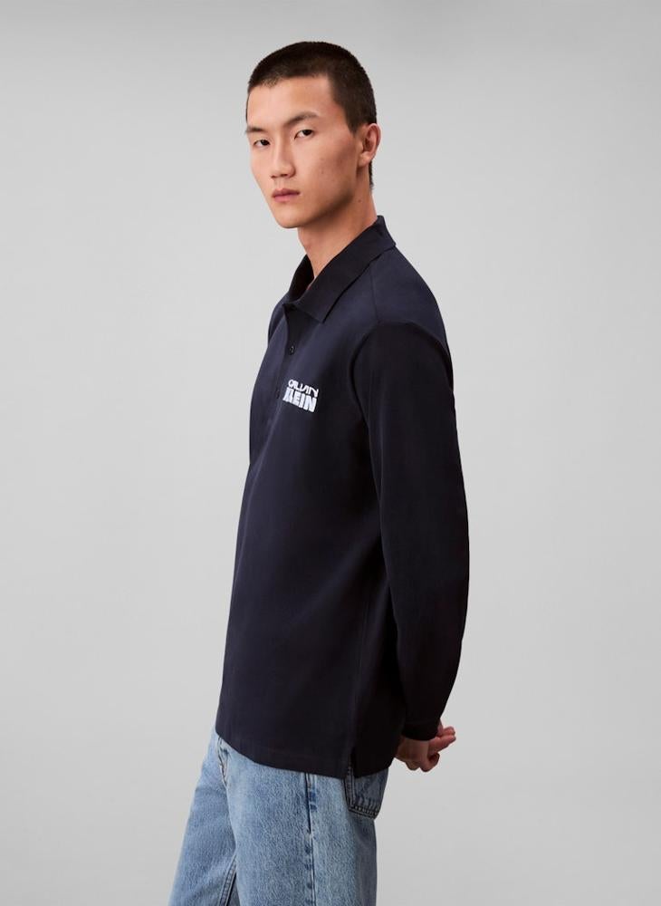 Calvin Klein Jeans Heavy Jersey Long Sleeve Polo Shirt - Image 3