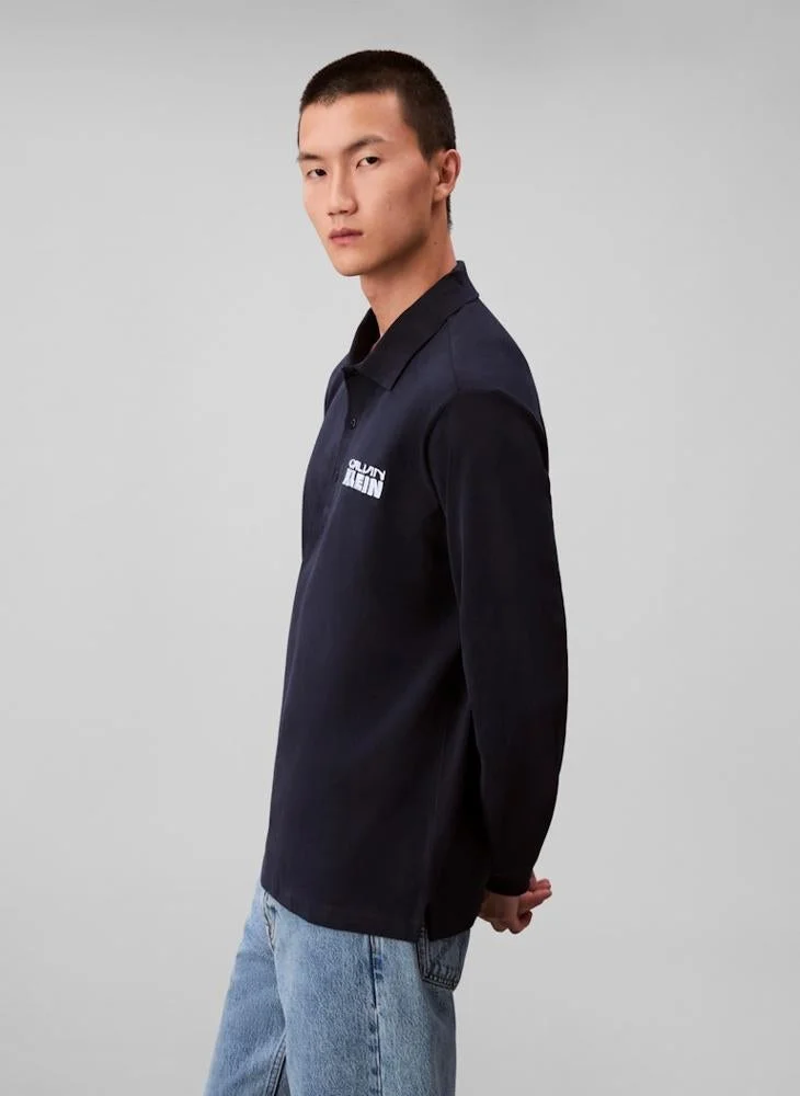 Calvin Klein Jeans  Heavy Jersey Long Sleeve Polo Shirt for Men | Best Price UAE
