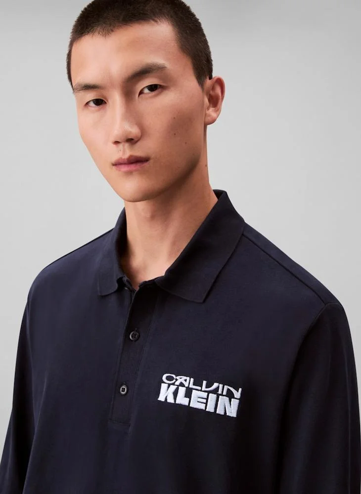 Calvin Klein Jeans  Heavy Jersey Long Sleeve Polo Shirt for Men | Best Price UAE