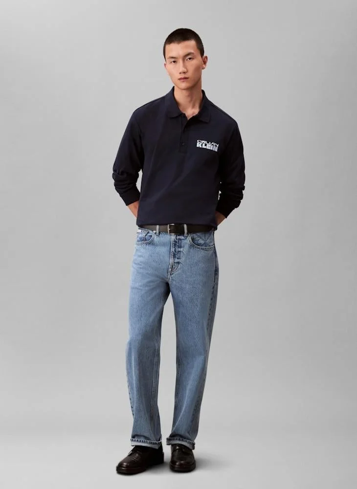 Calvin Klein Jeans  Heavy Jersey Long Sleeve Polo Shirt for Men | Best Price UAE