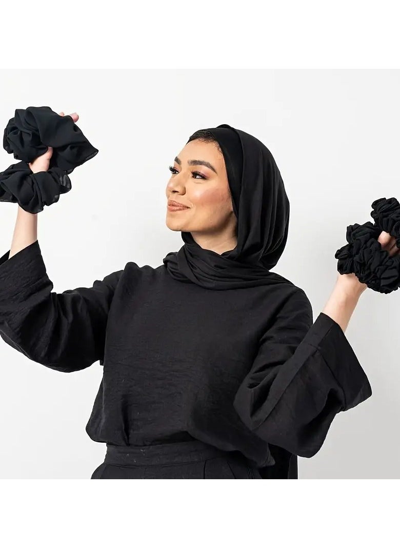Rozino - 1pc of Solid Color Chiffon Lining Base, Muslim Ramadan Headscarf, Hijab Inner Scrunchies Accessories - Image 1