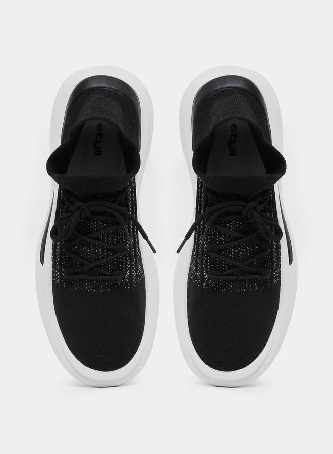 Styli Styli Knitted Chunky Sole Lace Up Sneakers