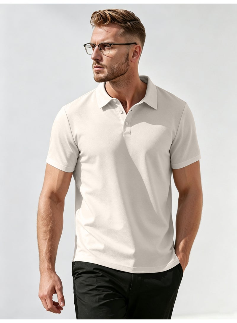 general Men's Short Sleeve Polo Shirts,Basic Golf T-Shirts for Men,Regular Fit Breathable Quick-Dry Shirt,Classic Moisture Wicking Performance Tees Summer,Athletic Running Top,Business and Casual Wear, Beige - Image 1