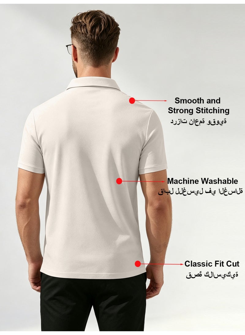 general Men's Short Sleeve Polo Shirts,Basic Golf T-Shirts for Men,Regular Fit Breathable Quick-Dry Shirt,Classic Moisture Wicking Performance Tees Summer,Athletic Running Top,Business and Casual Wear, Beige - Image 3