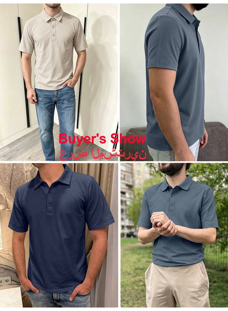 general Men's Short Sleeve Polo Shirts,Basic Golf T-Shirts for Men,Regular Fit Breathable Quick-Dry Shirt,Classic Moisture Wicking Performance Tees Summer,Athletic Running Top,Business and Casual Wear, Beige - Image 5