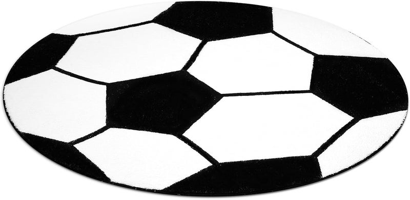 JOINSI Soccer Rug 31"x31" Round Bathroom Mat, Non Slip Bedroom Sports Carpets for Kids Boys Bedroom Living Room Playroom Decor (Soccer) - Image 1