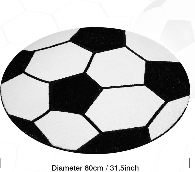 JOINSI Soccer Rug 31"x31" Round Bathroom Mat, Non Slip Bedroom Sports Carpets for Kids Boys Bedroom Living Room Playroom Decor (Soccer) - Image 3