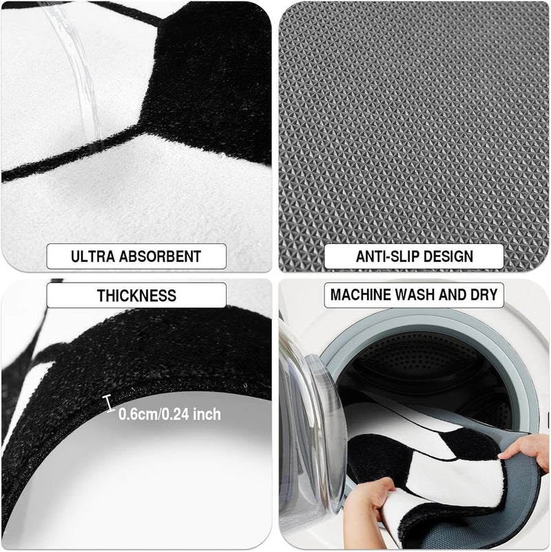 JOINSI Soccer Rug 31"x31" Round Bathroom Mat, Non Slip Bedroom Sports Carpets for Kids Boys Bedroom Living Room Playroom Decor (Soccer) - Image 4