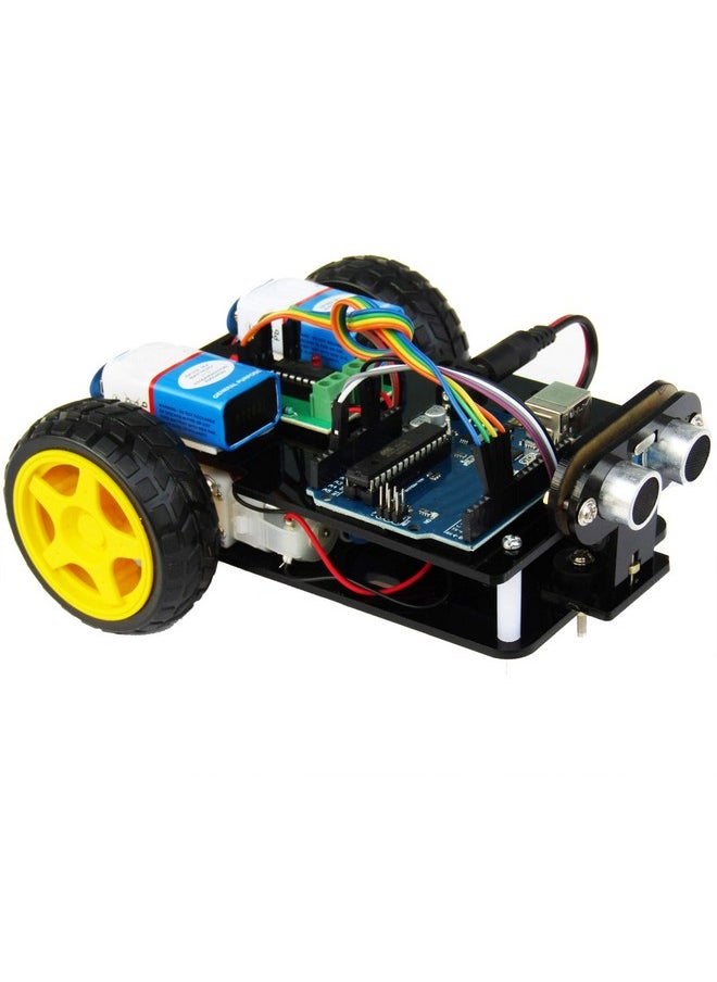 kit4curious ultrasonic sensor based obstacle avoiding robot with project report pre-programmed ready robot-Black