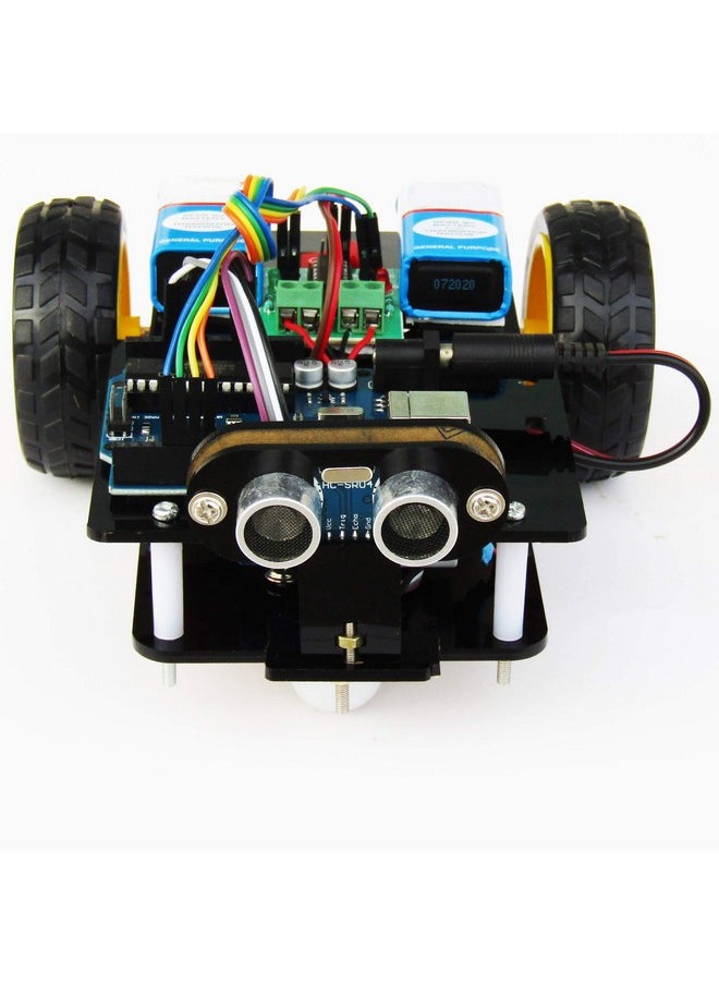 kit4curious ultrasonic sensor based obstacle avoiding robot with project report pre-programmed ready robot-Black