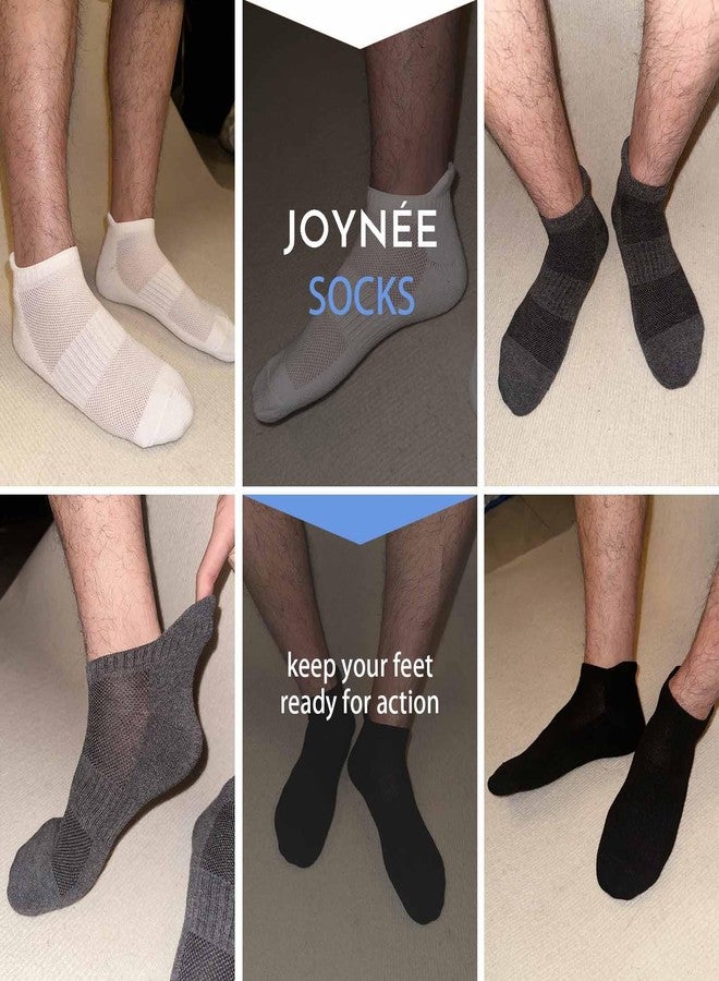 JOYNÉE 10 Pairs Mens Ankle Athletic Socks for Men Running Tab Low Cut Socks Sports Workout Socks,5Black5White,Sock Size 10-13 - Image 2