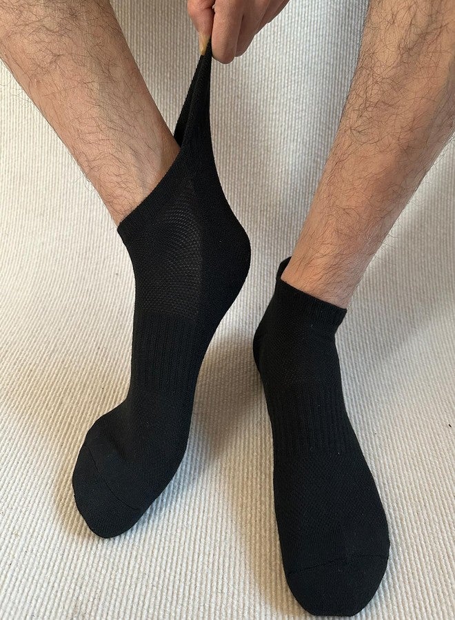 JOYNÉE 10 Pairs Mens Ankle Athletic Socks for Men Running Tab Low Cut Socks Sports Workout Socks,5Black5White,Sock Size 10-13 - Image 3