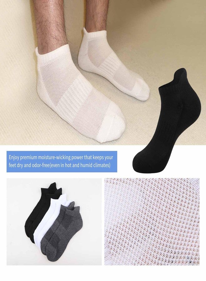 JOYNÉE 10 Pairs Mens Ankle Athletic Socks for Men Running Tab Low Cut Socks Sports Workout Socks,5Black5White,Sock Size 10-13 - Image 5