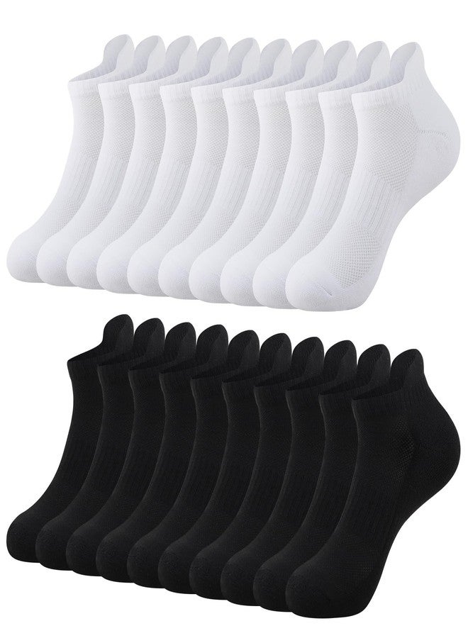 JOYNÉE 10 Pairs Mens Ankle Athletic Socks for Men Running Tab Low Cut Socks Sports Workout Socks,5Black5White,Sock Size 10-13 - Image 1