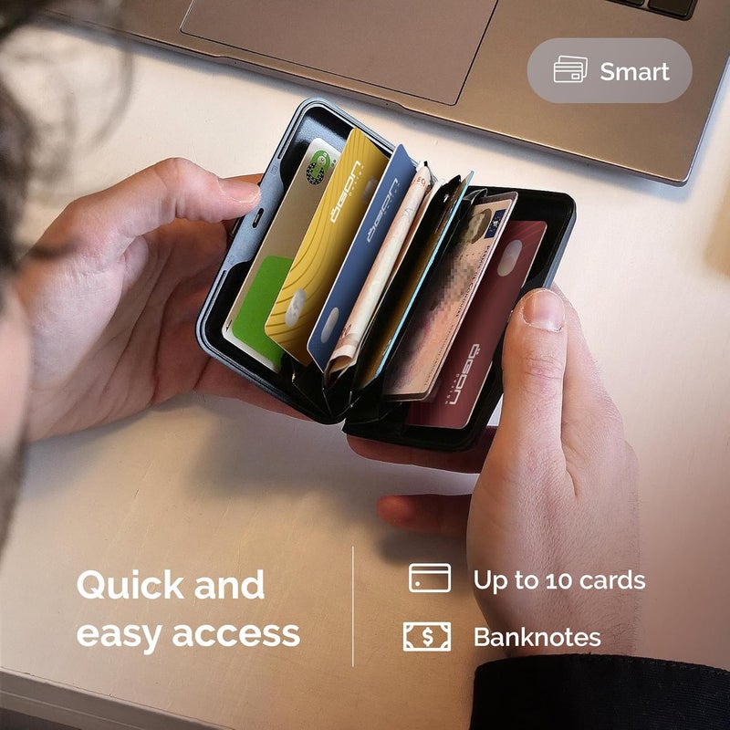 حافظة بطاقات ألومنيوم مع قفل معدني، حماية RFID من الاحتيال وإزالة المغنطة، محفظة مدمجة، موديل Smart Case STOCKHOLM (تيتانيوم ألومنيوم) - Image 4