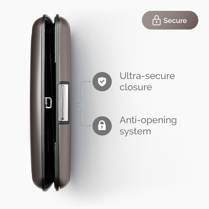 حافظة بطاقات ألومنيوم مع قفل معدني، حماية RFID من الاحتيال وإزالة المغنطة، محفظة مدمجة، موديل Smart Case STOCKHOLM (تيتانيوم ألومنيوم) - Image 2