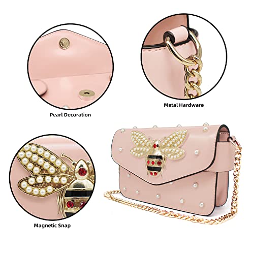 Beatfull Designer Bee Purse Fashion Crossbody Purse with Pearl for Women Pu Leather Shoulder Bag Clutch Handbags - Image 3