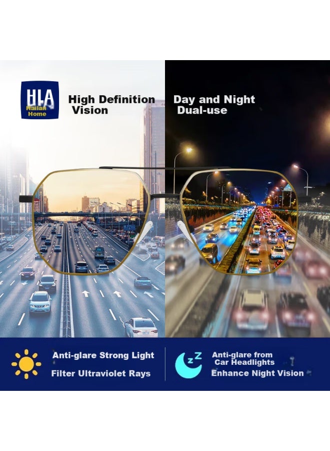 Hla Day And Night Dual-use Polarized Sungl Color-changing Sunshade Sungl For Men Night Vision Gl For Driving Special Gift Silver - Image 4