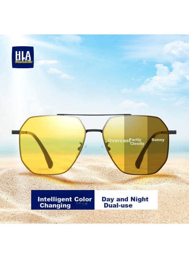 Hla Day And Night Dual-use Polarized Sungl Color-changing Sunshade Sungl For Men Night Vision Gl For Driving Special Gift Silver - Image 2