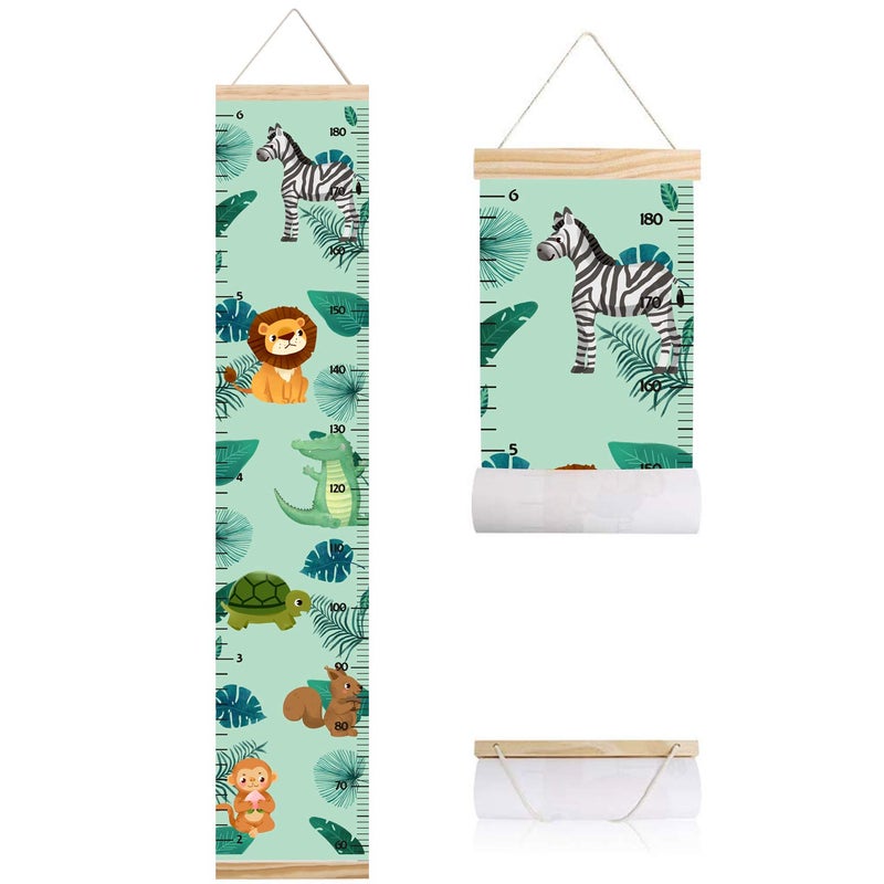 Lvpai Animals Growth Chart for Kids, Baby Height Chart, Canvas Height Measuring Rulers for Boys Girls (Animals 5) - Image 1