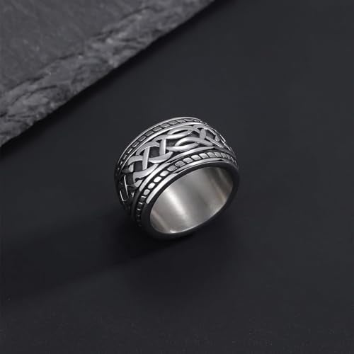 ENHONG Men's Vintage Stainless Steel Celtic Wedding Bands Prime Wide Band Ring 9 - Image 5