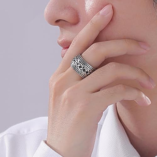 ENHONG Men's Vintage Stainless Steel Celtic Wedding Bands Prime Wide Band Ring 9 - Image 2