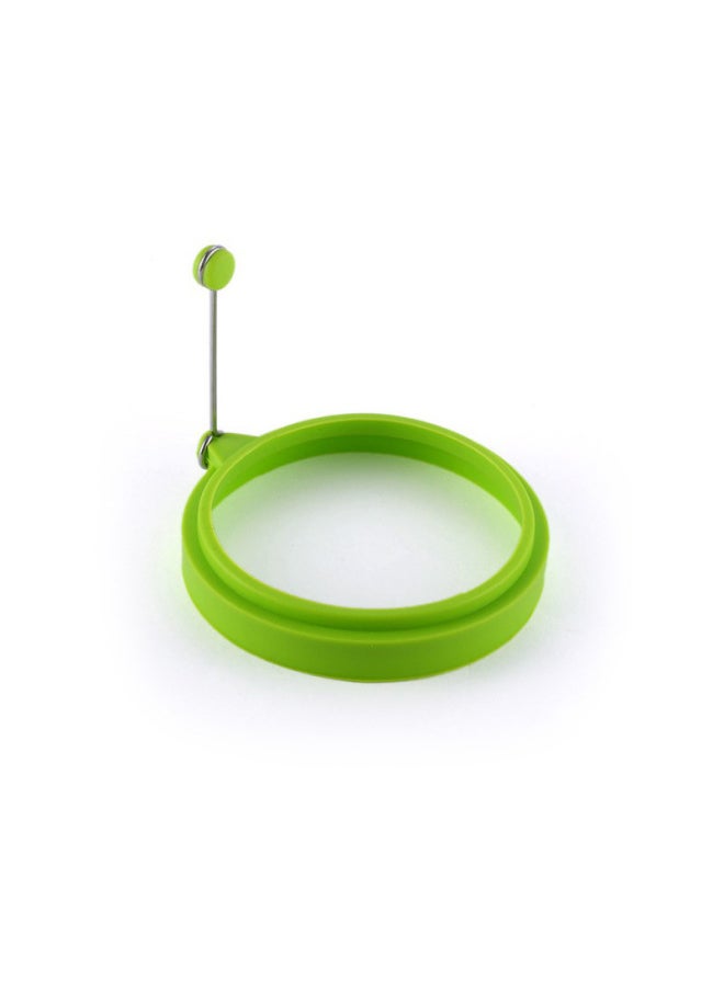 Generic - Silicone Round Love Shape Fried Egg Ring Stainless Steel Portable Fried Egg Maker Hamburger Meat Mold Silicone Ring Fried Egg Mold-Specifications:Green (Round) - Image 1