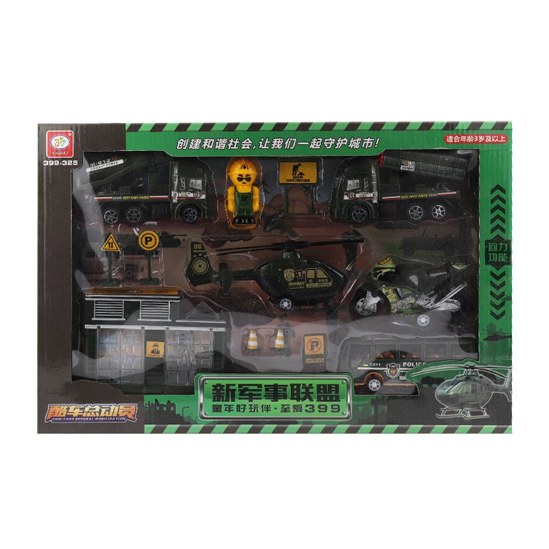 Kids Fire Truck Military Toy Car Gift Set Military suit 