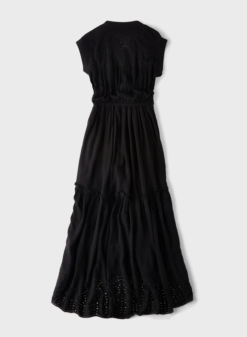 American Eagle Front Tie Pleated Dress