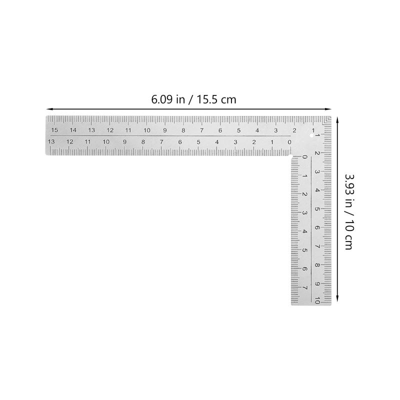 Stainless Steel L Shape Carpenter Ruler 150mm x 100mm Right Angle Measuring Square Woodworking Tool - Image 3