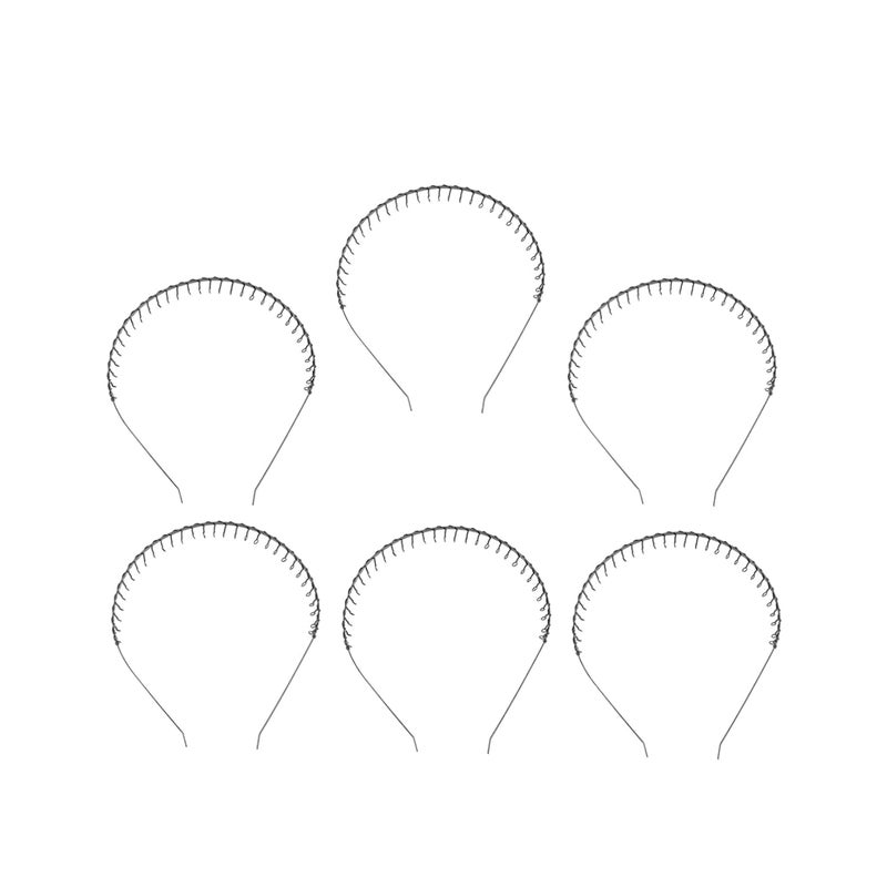 Frcolor FRCOLOR 6pcs Spring Headband Sport Headbands for Women Metal Hair Band Wavy Crochet Hair Wave Headband Men Metal Teeth Comb Hair Hoop Hair Band Issue Card Hair Ring Head Button Black 